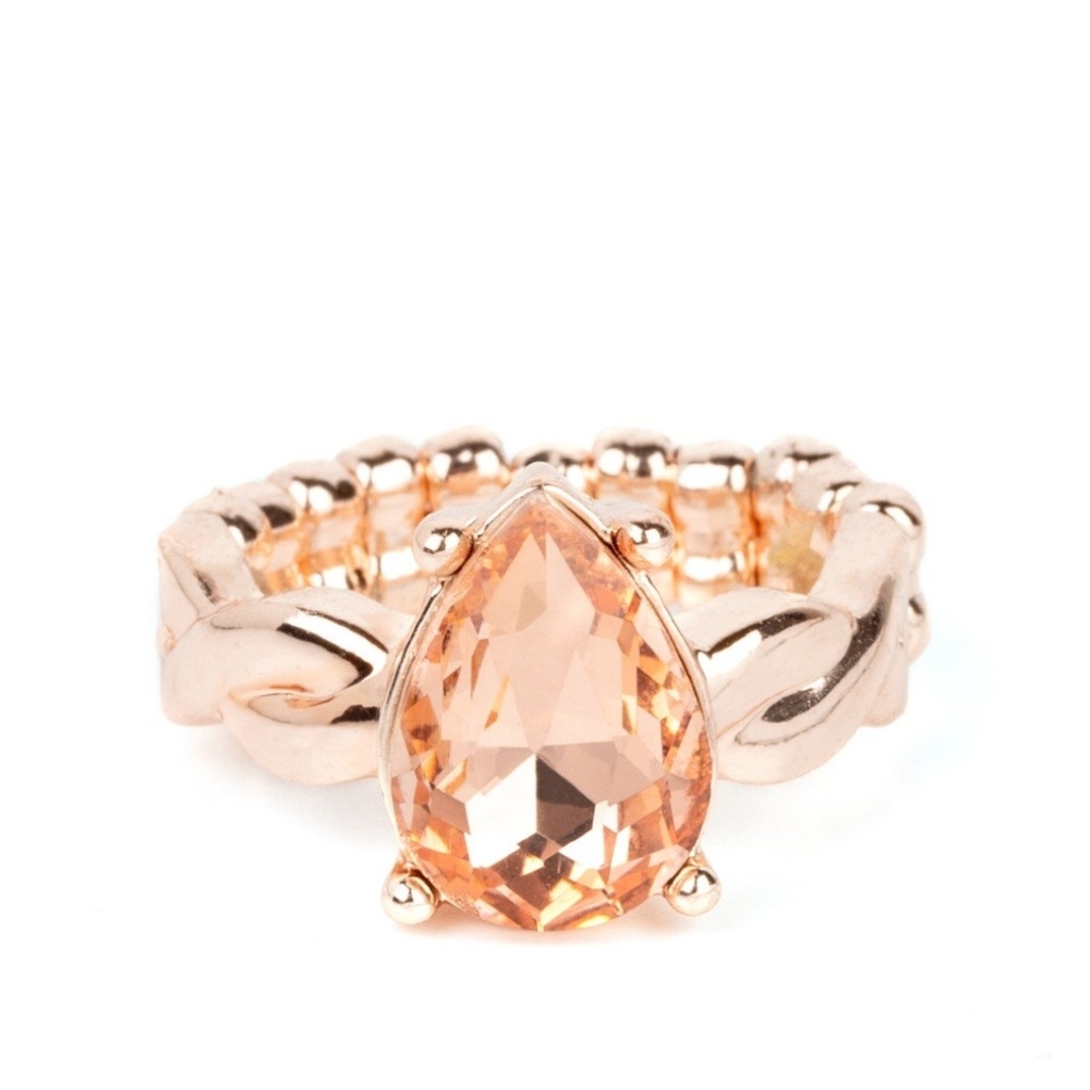 Paparazzi Gold Ring with Intricate Design Peach teardrop Law Of Attraction